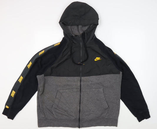 Nike Men's XL Grey Full Zip Hoodie with Logo