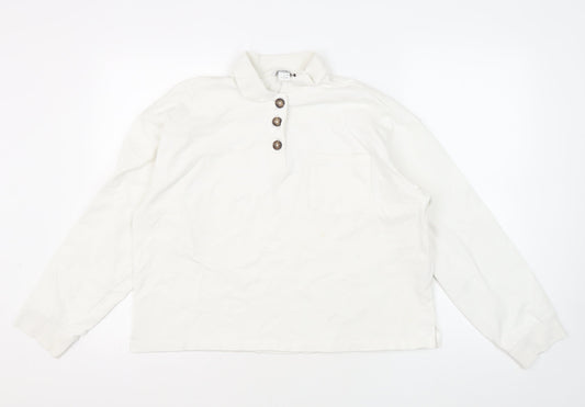 Monki Women's White Cotton Polo Shirt, Size S