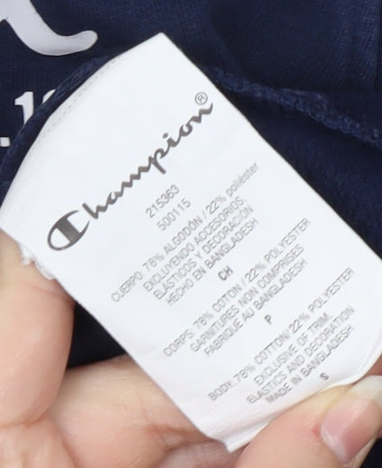 Champion Men's Blue Logo Hoodie S Pullover