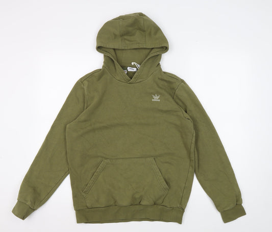 Adidas Teens Green Pullover Hoodie with Logo