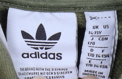 Adidas Teens Green Pullover Hoodie with Logo