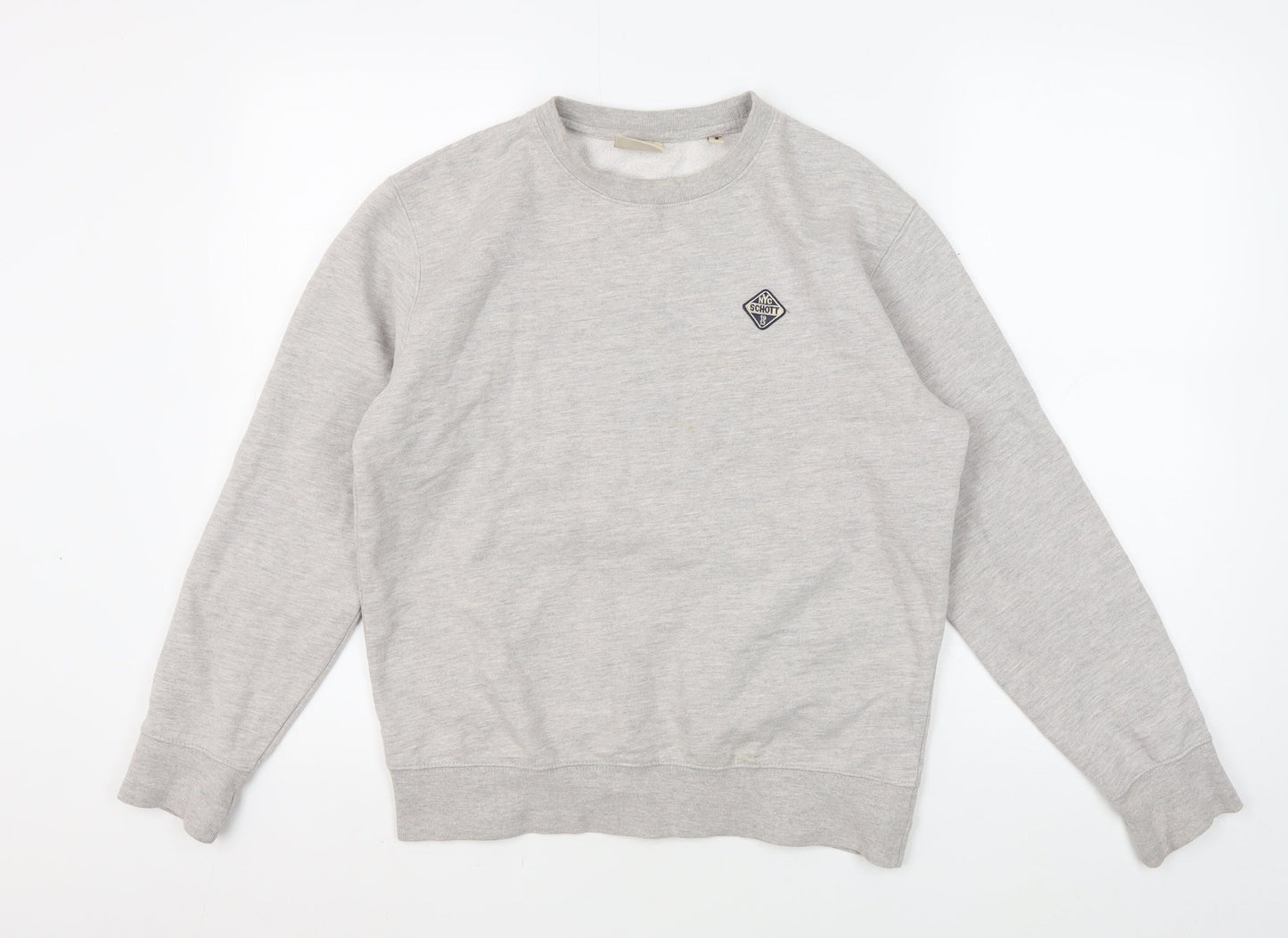 Schott Men's Grey Crew Neck Pullover Sweatshirt Size S