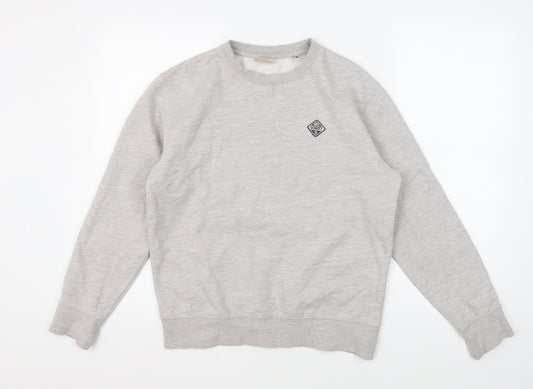 Schott Men's Grey Crew Neck Pullover Sweatshirt Size S