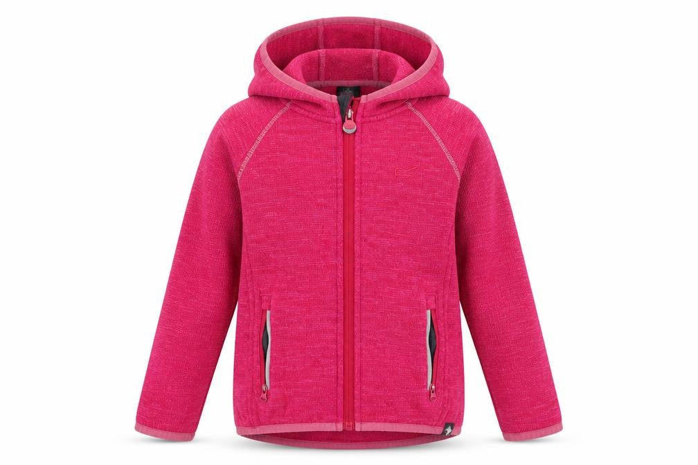 Front view of Regatta girls’ pink hooded activewear jacket, size 7-8, years