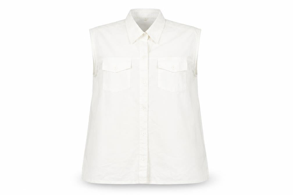 Golden Falcon Women's Ivory Sleeveless Button-Up 2XL