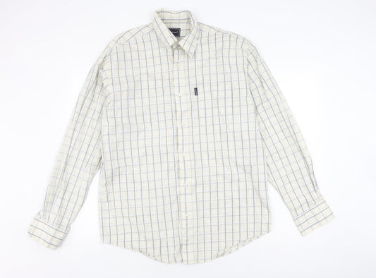 Rockport Men's Beige Check Long Sleeve Button-Up Shirt