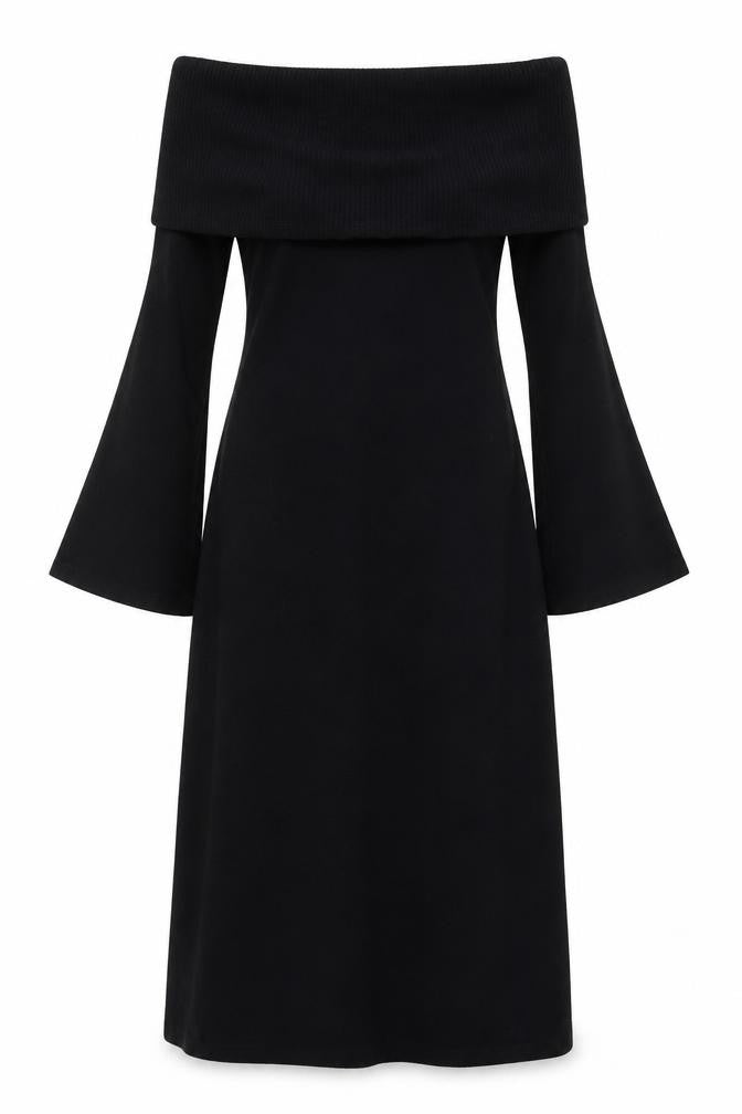 Front view of ASOS Black Sheath Dress, Women’s 10, Cowl Neck