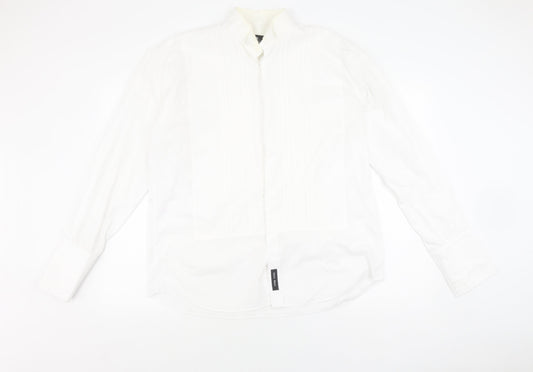 Moss Bros Men's White Dress Shirt 16 Classic Fit