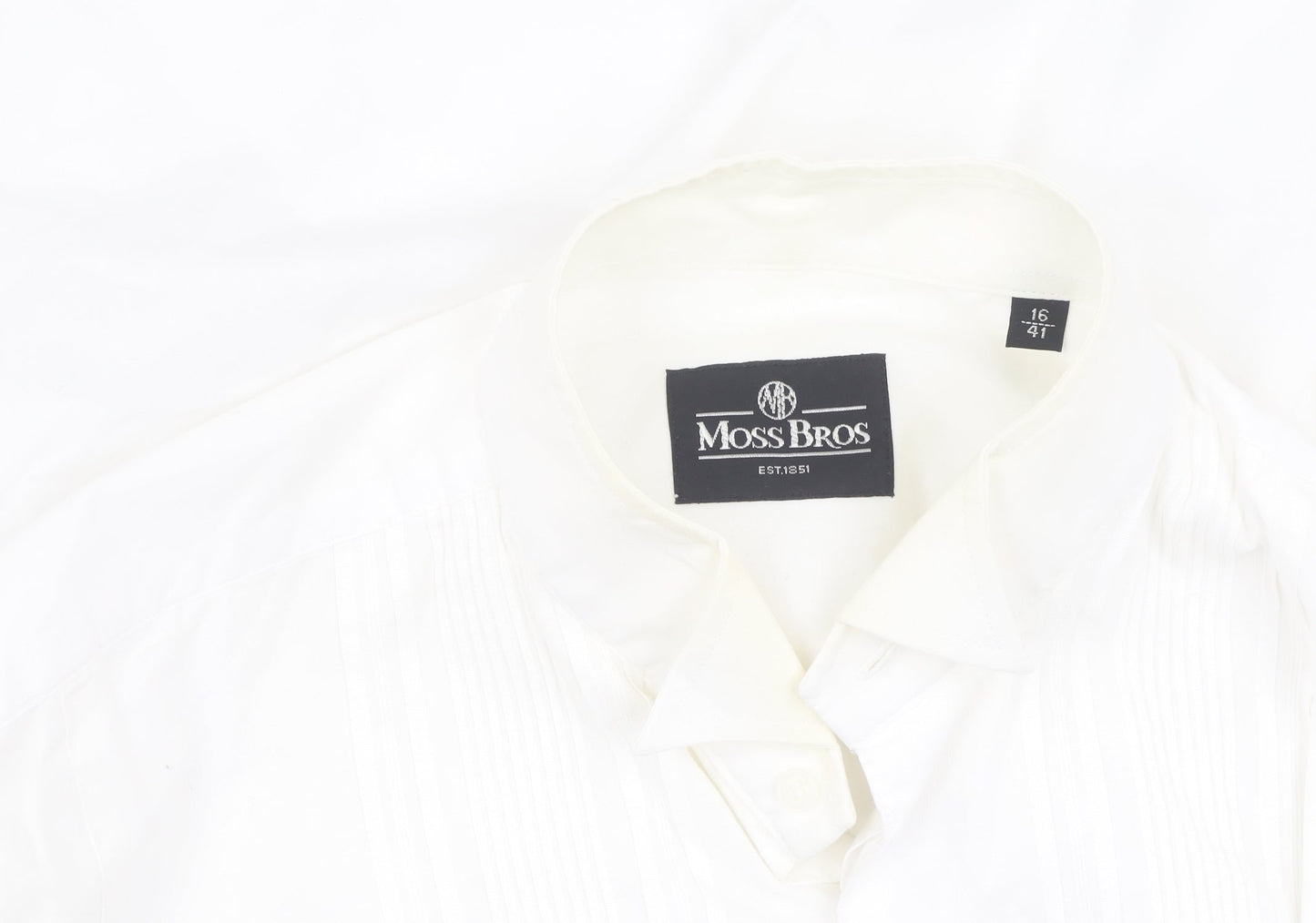 Moss Bros Men's White Dress Shirt 16 Classic Fit