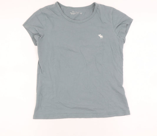 Abercrombie & Fitch Girls Blue T-Shirt Size S, Casual Crew Neck