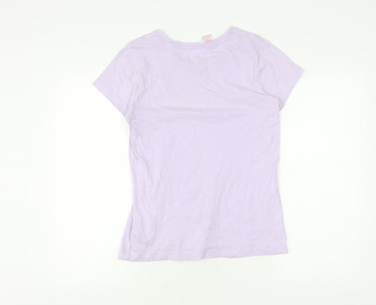 Adidas Girls Purple T-Shirt with Logo, Size 14 Plus, Cotton