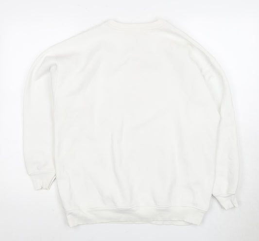 Stradivarius Men's XS White Graphic Pullover Sweatshirt