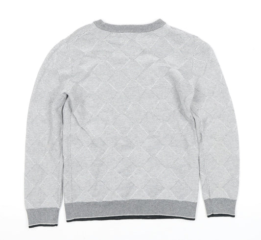 Next Boys Grey Argyle Pullover Jumper Size 7 Years, Cotton Comfort