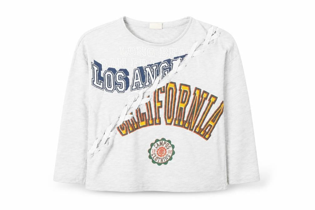 Front view of Zara Kids girls’ multicoloured long sleeve graphic t-shirt 12-13y