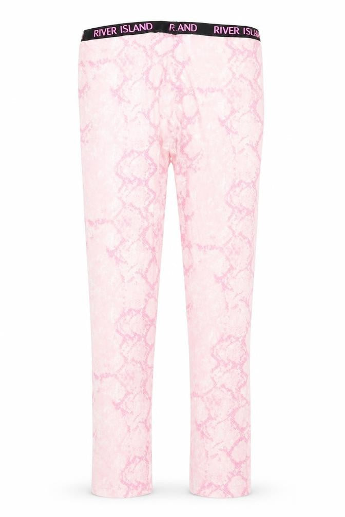 Front view of River Island girls’ pink animal print leggings 9-10 years