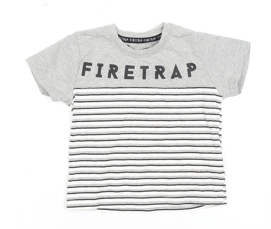 Firetrap Unisex Grey Striped T-Shirt 12-18 Months