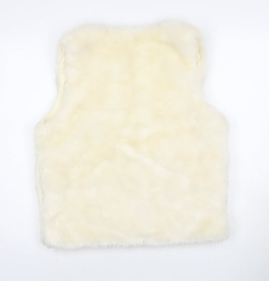 Topshop Ivory Faux Fur Waistcoat Size 12 Women