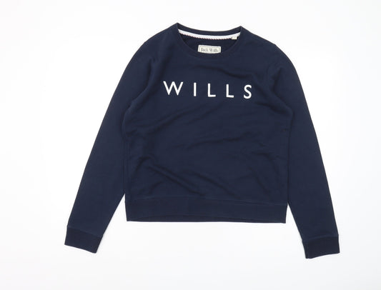 Jack Wills Women's Blue Logo Pullover Sweatshirt Size 12