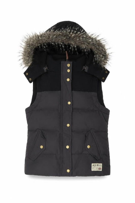 Womens UK Size 10 Regular Jack Wills Black Polyester Waistcoat