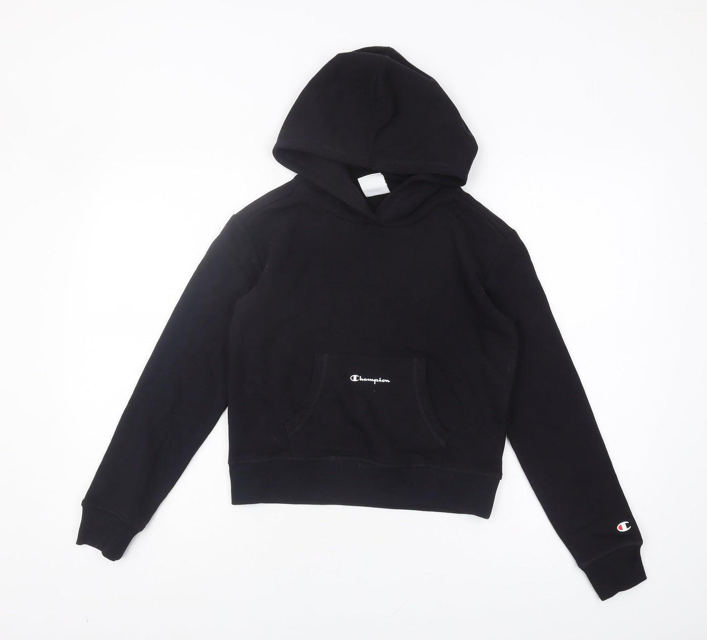 Champion Girls Black Pullover Hoodie - Large Logo Casual