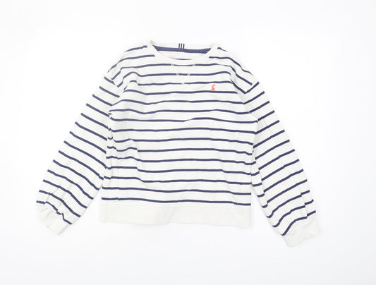 Joules Girls White Striped Sweatshirt Crew Neck 11 Years