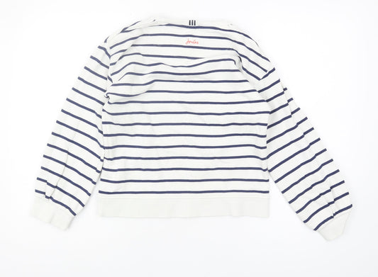 Joules Girls White Striped Sweatshirt Crew Neck 11 Years