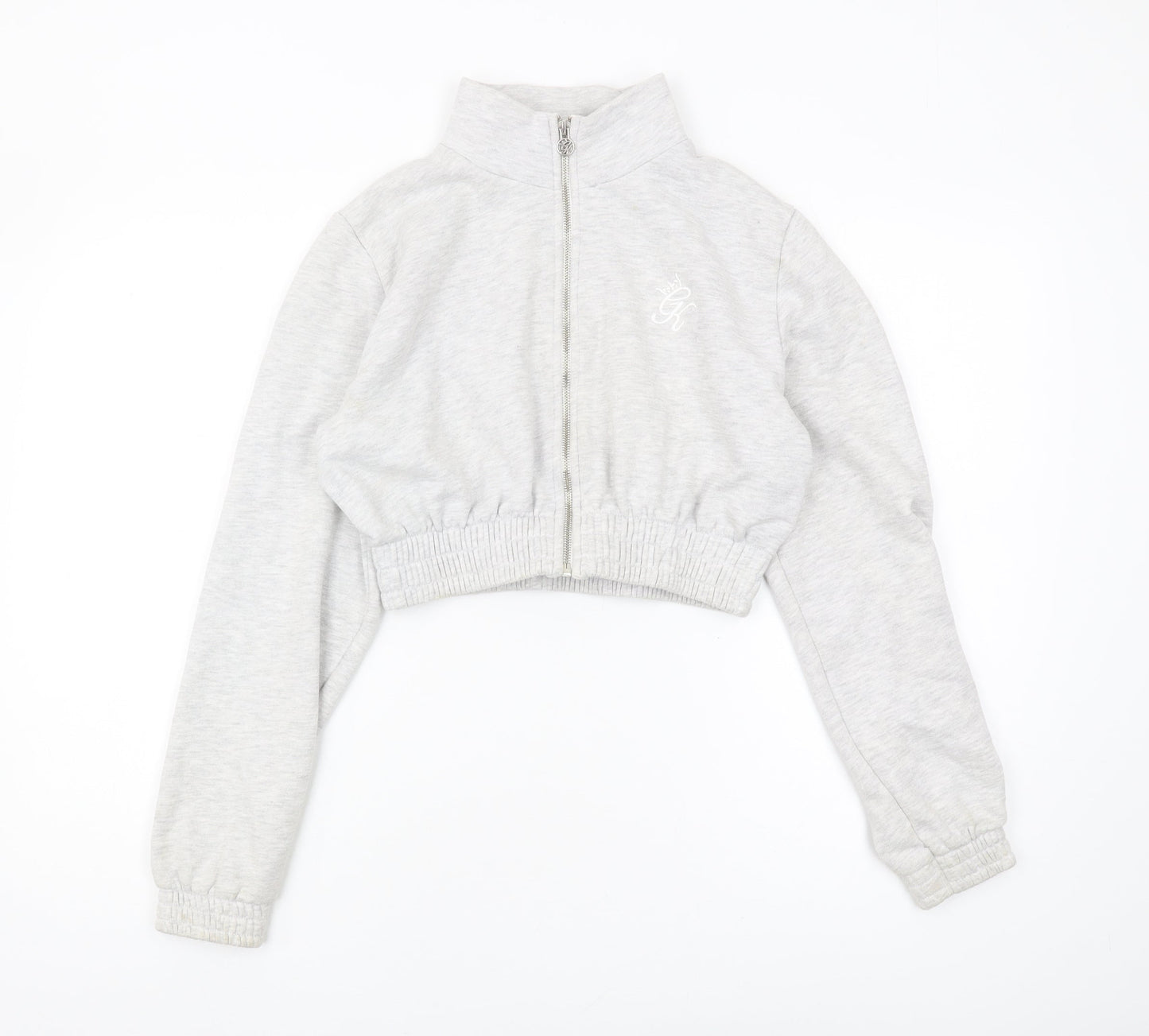 Gym King Women's Grey Crop Sweatshirt Size 8 Full Zip