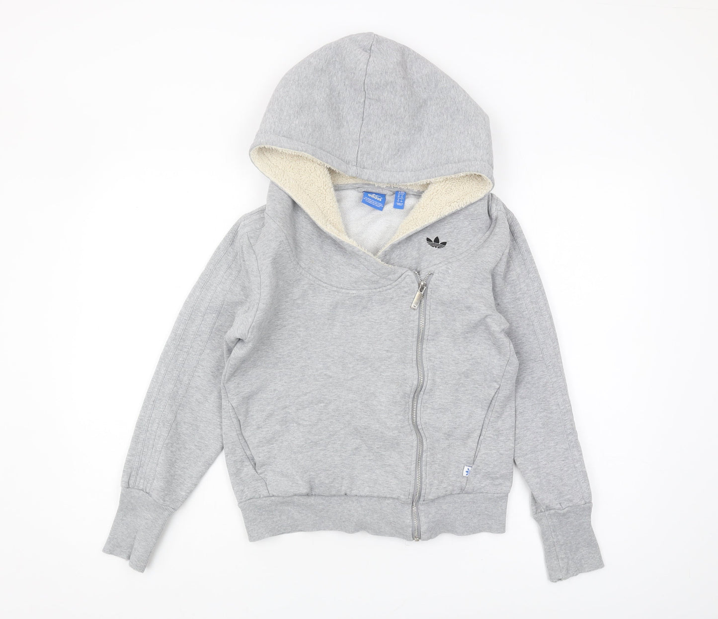 Adidas Women's Grey Full Zip Hoodie Size 8 - Casual Comfort