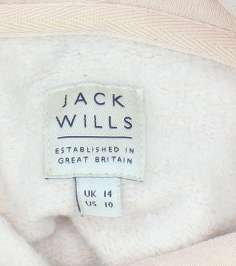 Jack Wills Women's Beige Hoodie UK 14 - Stylish & Comfy