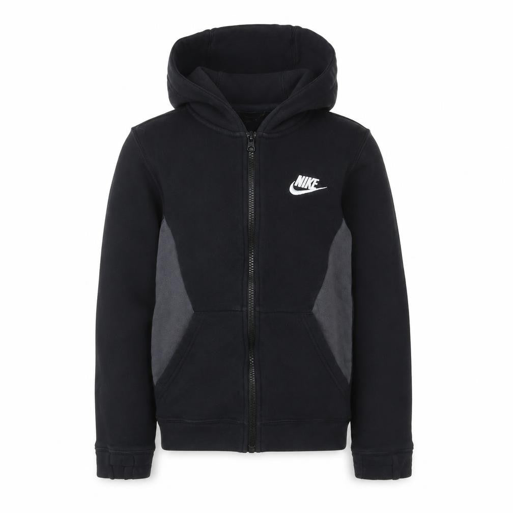 Nike Boys Black Full Zip Hoodie - M, Logo, Casual, Fleece