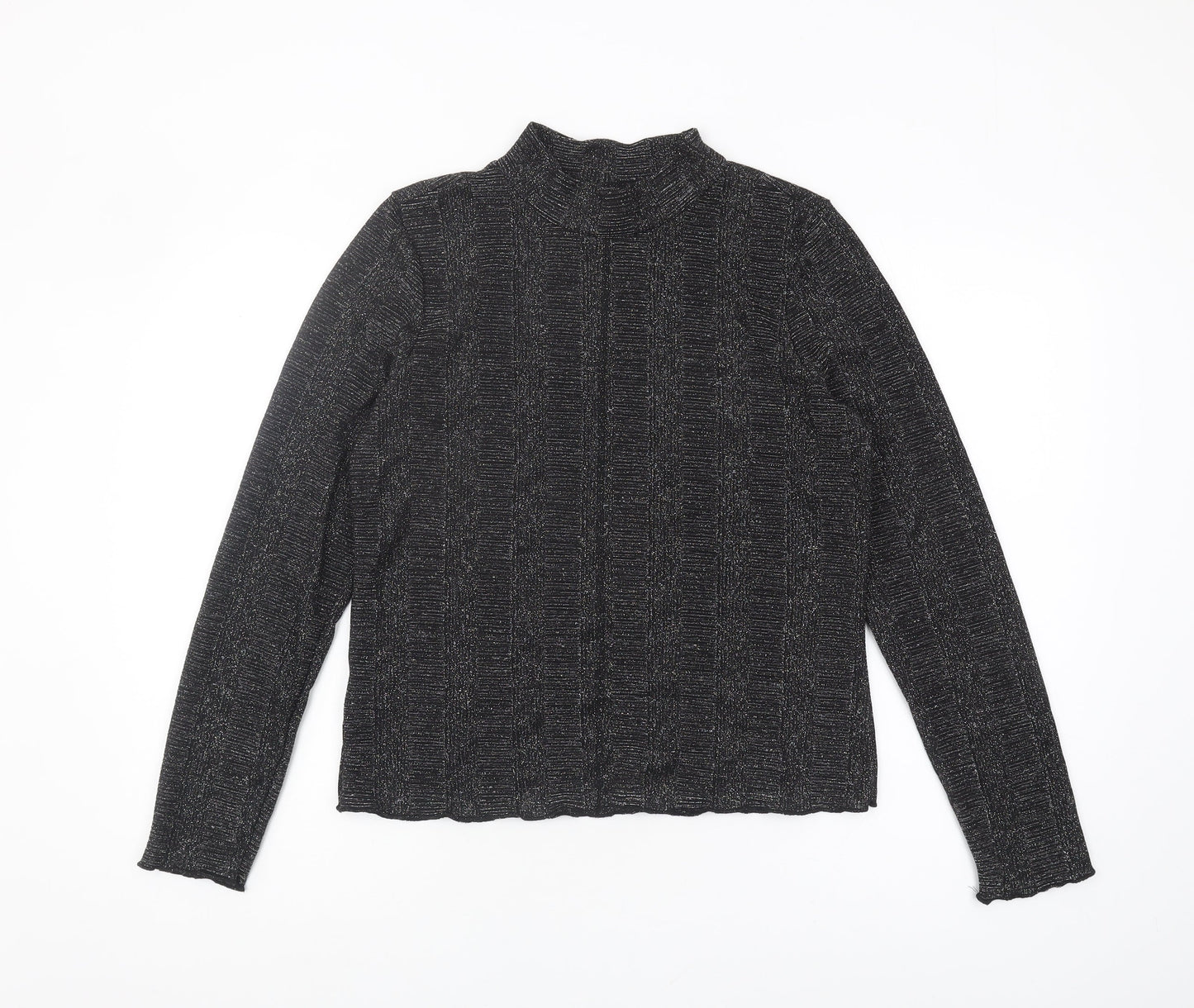 Next Women's Black Long Sleeve High Neck Top Size 16