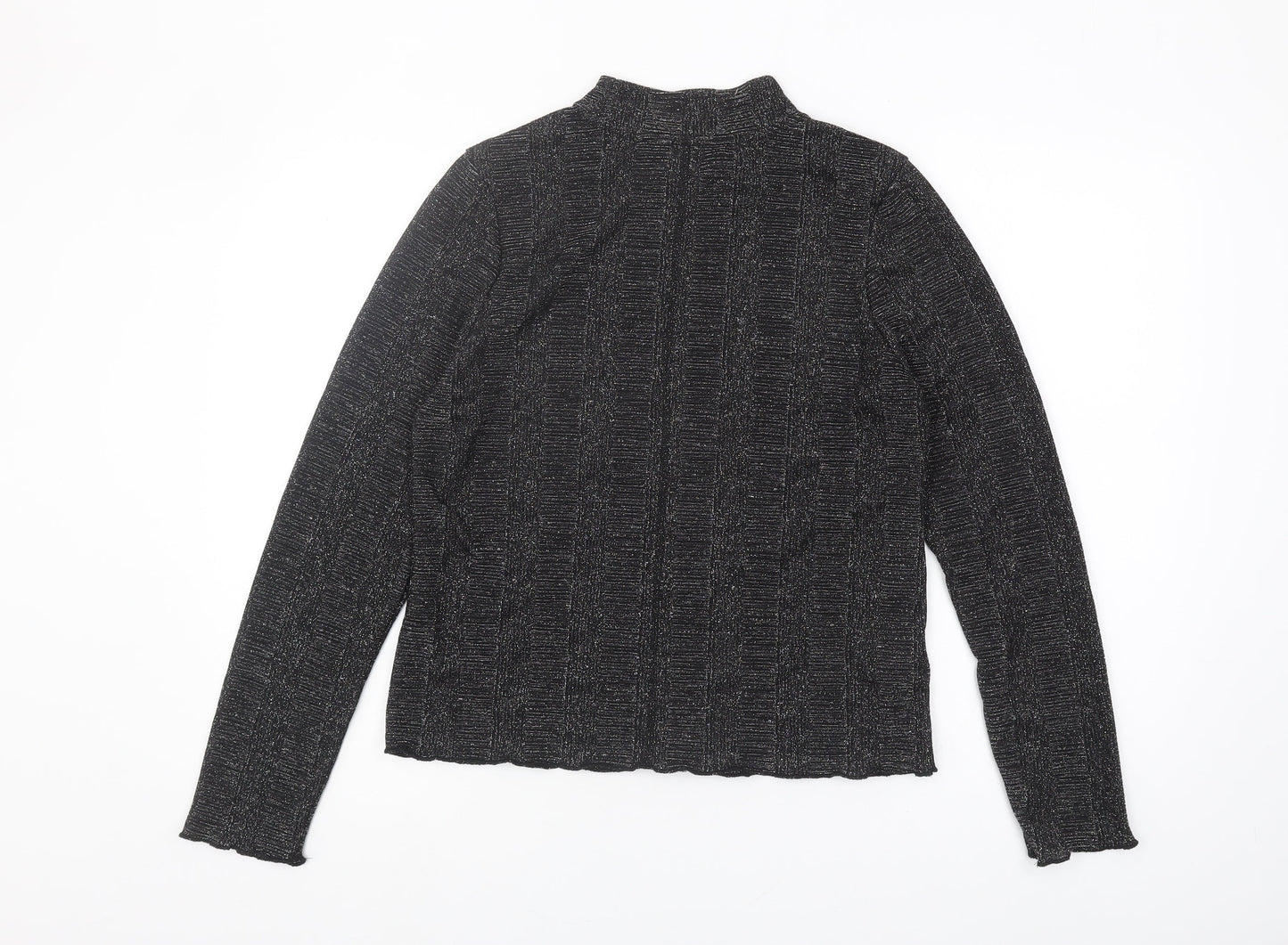 Next Women's Black Long Sleeve High Neck Top Size 16