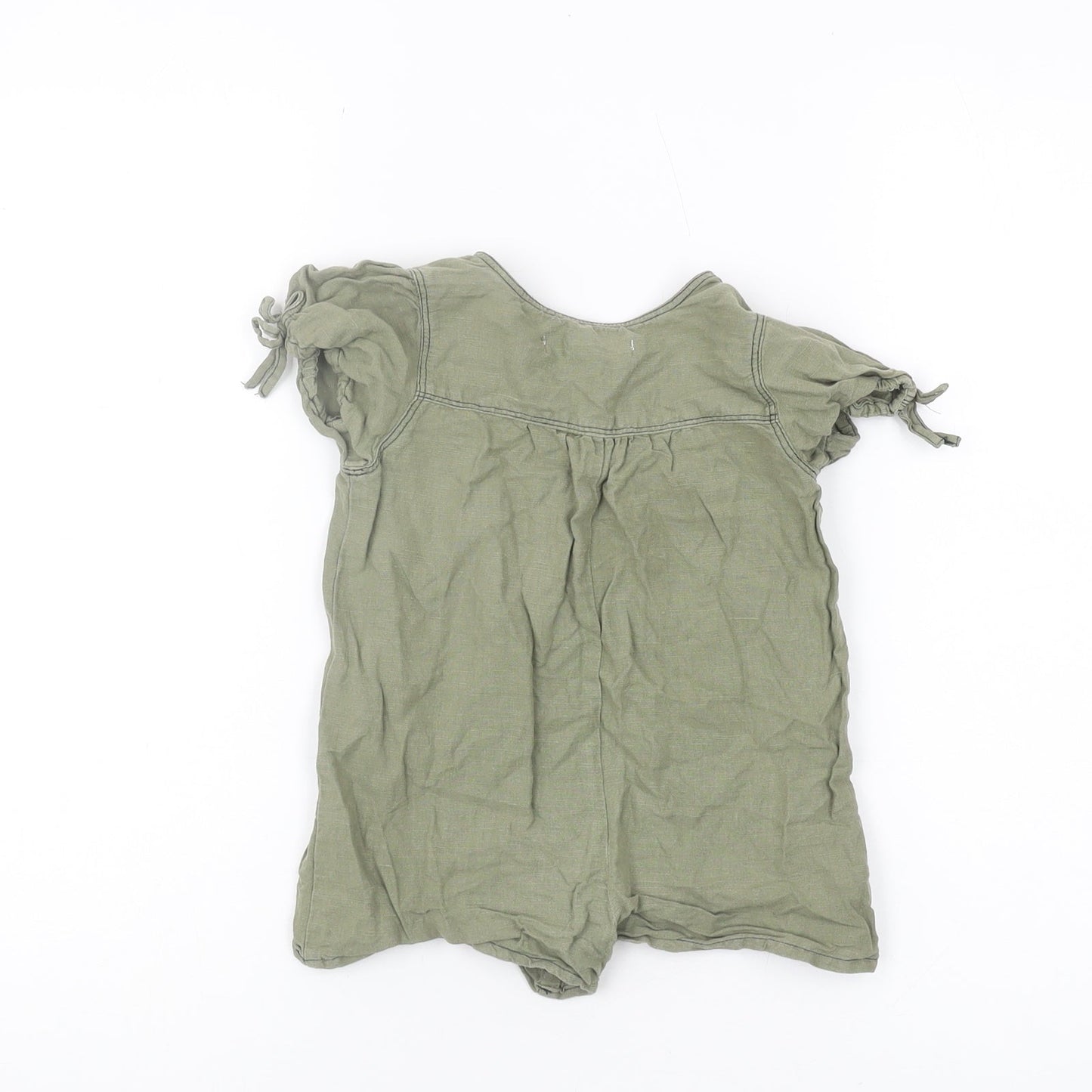 Zara Girls Green Romper, 2-3 Years, Short Sleeve, Buttoned