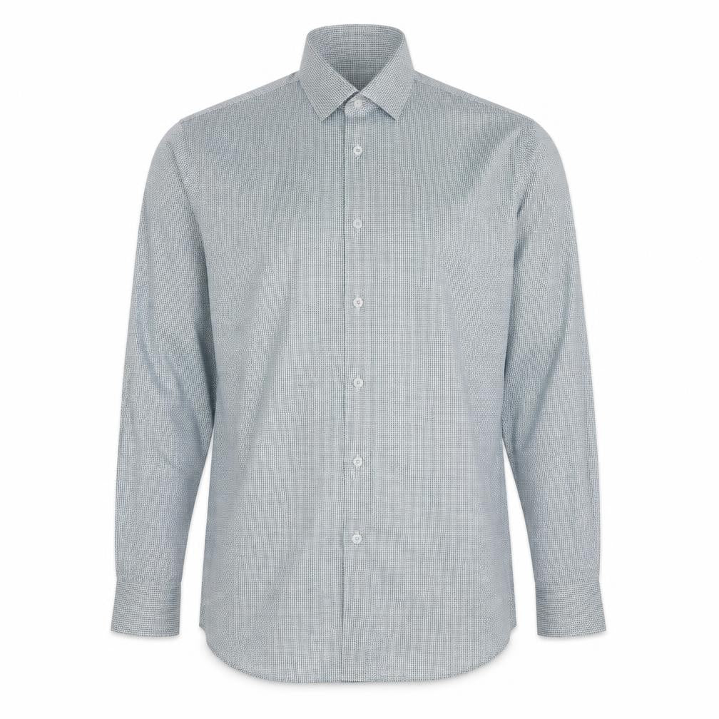 Marks and Spencer Men's Blue Geometric Long Sleeve Shirt
