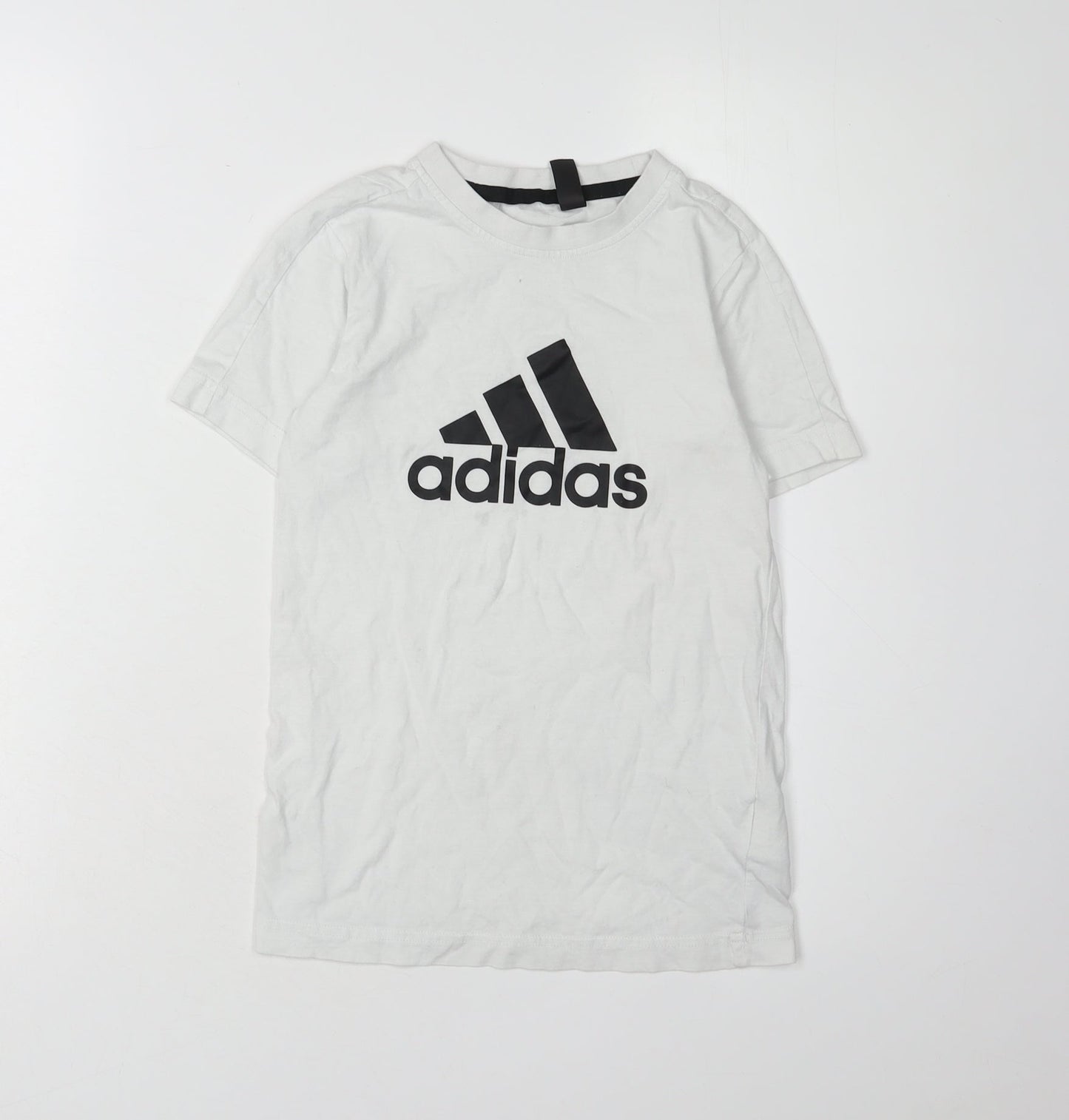 Adidas Boys White Logo T-Shirt, 2XS, Casual Short Sleeve