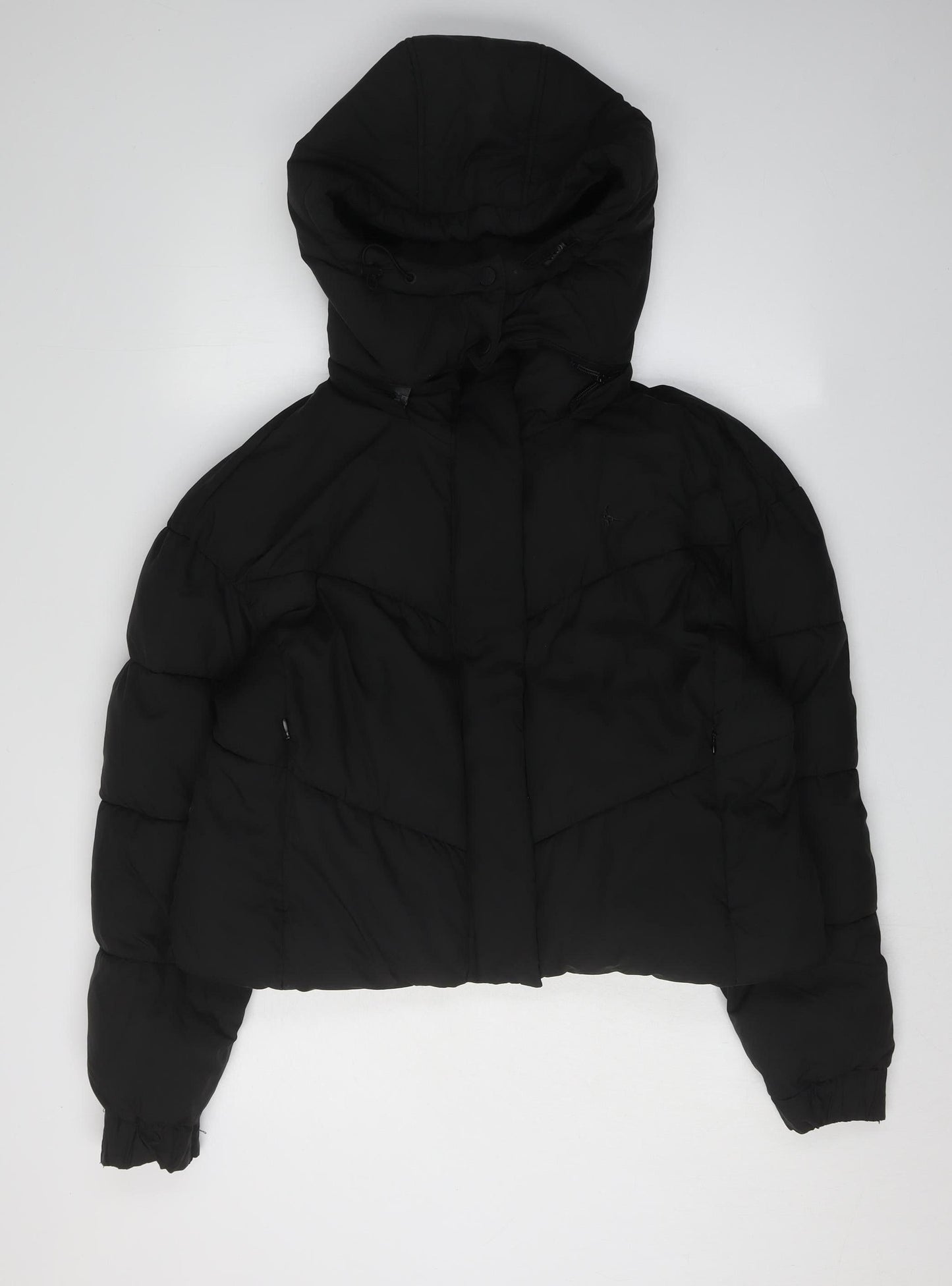Jack Wills Women's Black Puffer Jacket Size 10 Hooded