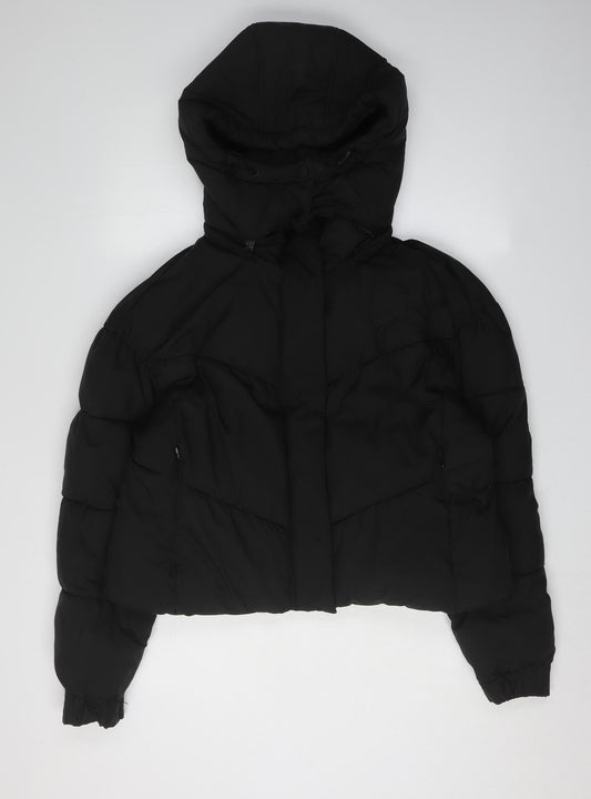 Jack Wills Women's Black Puffer Jacket Size 10 Hooded