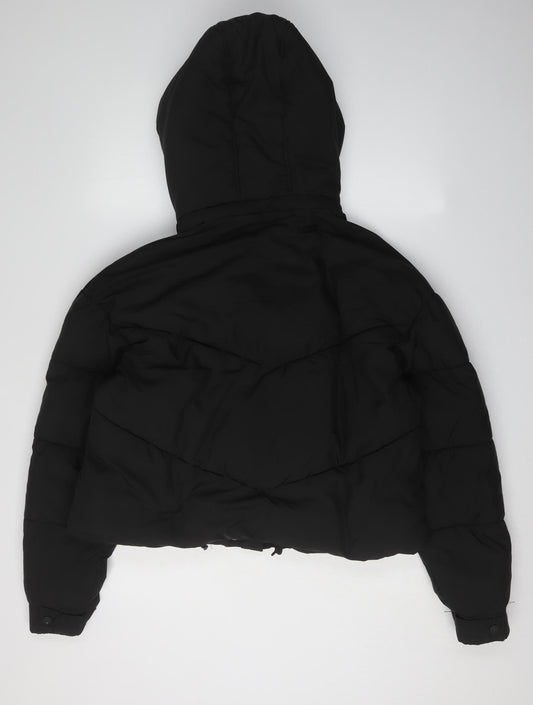 Jack Wills Women's Black Puffer Jacket Size 10 Hooded