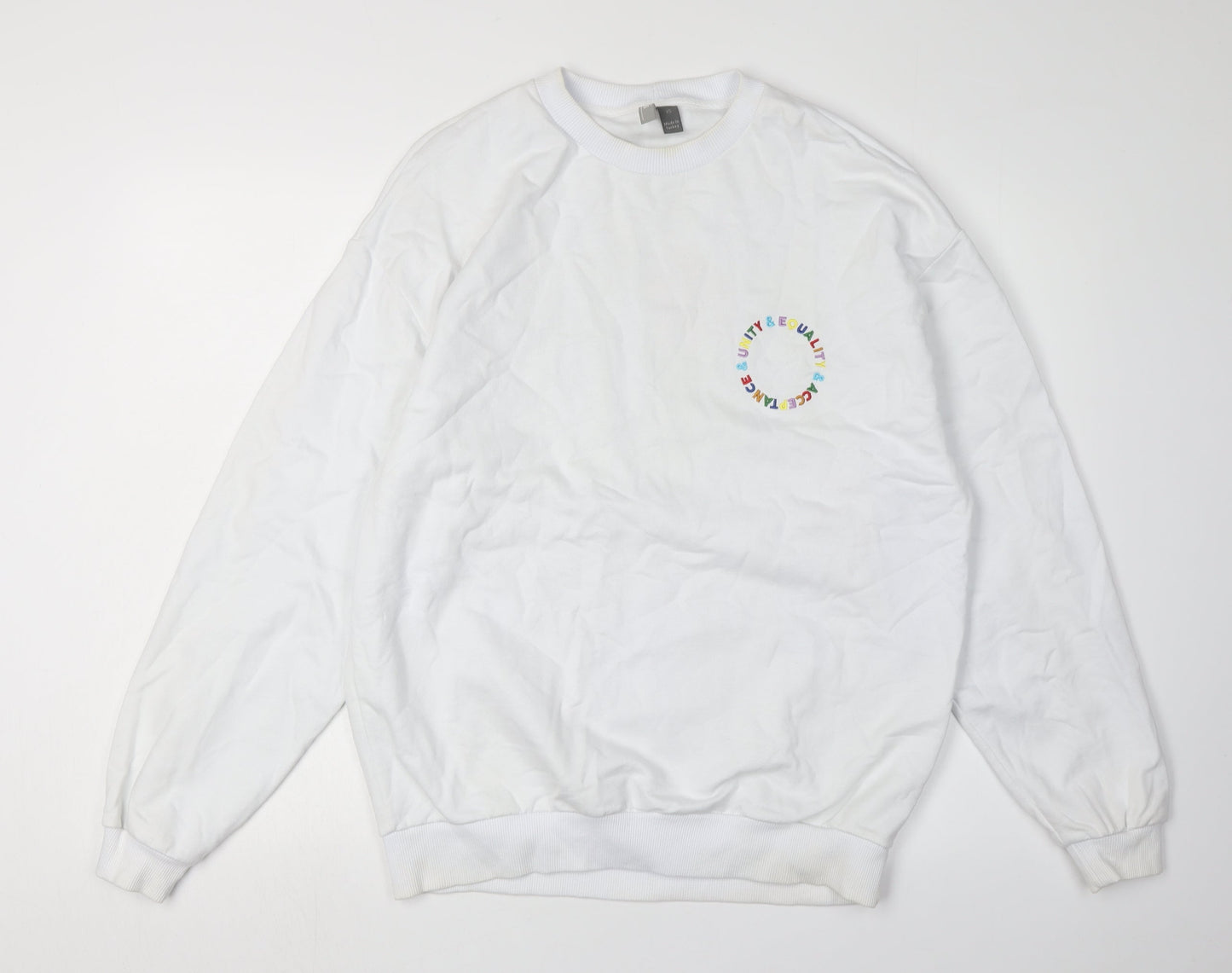 ASOS Unisex XS White Graphic Print Sweatshirt Pullover