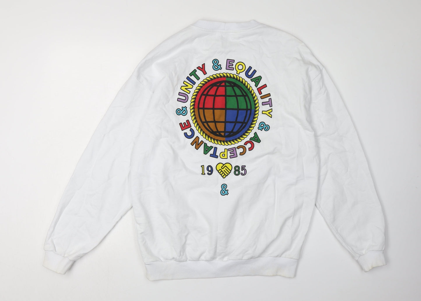 ASOS Unisex XS White Graphic Print Sweatshirt Pullover