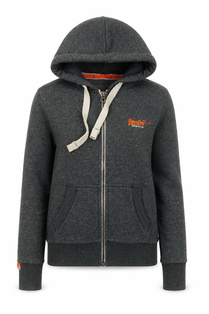 Womens UK XS Regular Superdry Grey Full Zip Hoodie