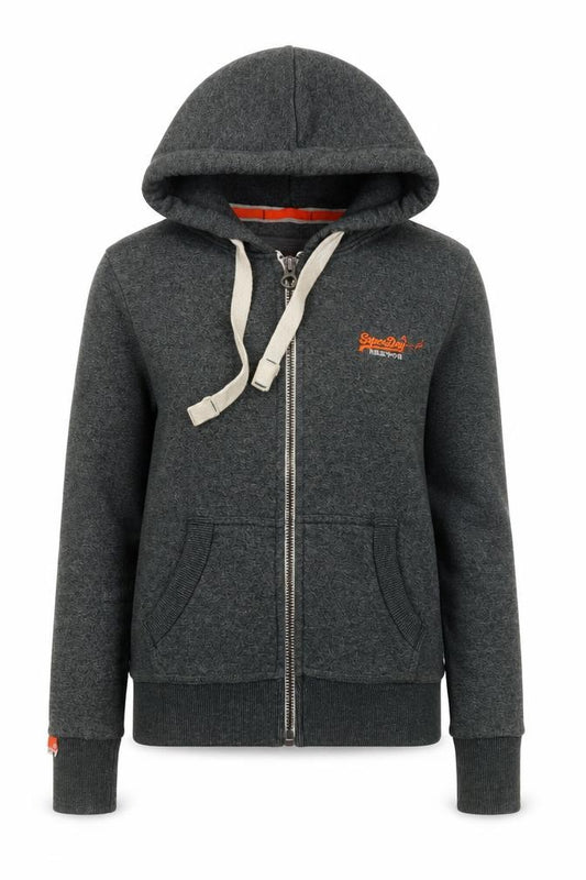 Womens UK XS Regular Superdry Grey Full Zip Hoodie