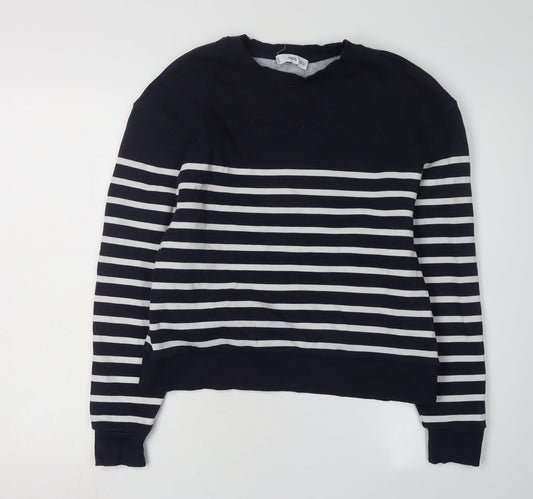 MNG Women XS Black Striped Pullover Sweatshirt