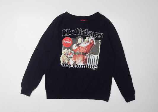 Coca-Cola Black Christmas Sweater Unisex Size 12 Pullover