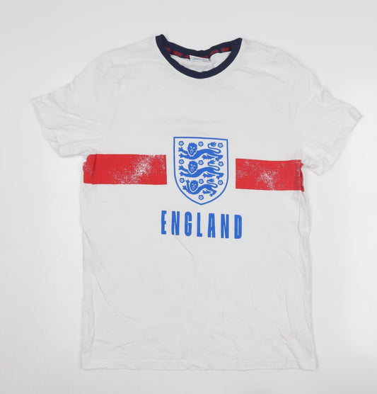 England Official Men's White Graphic Sports T-Shirt M