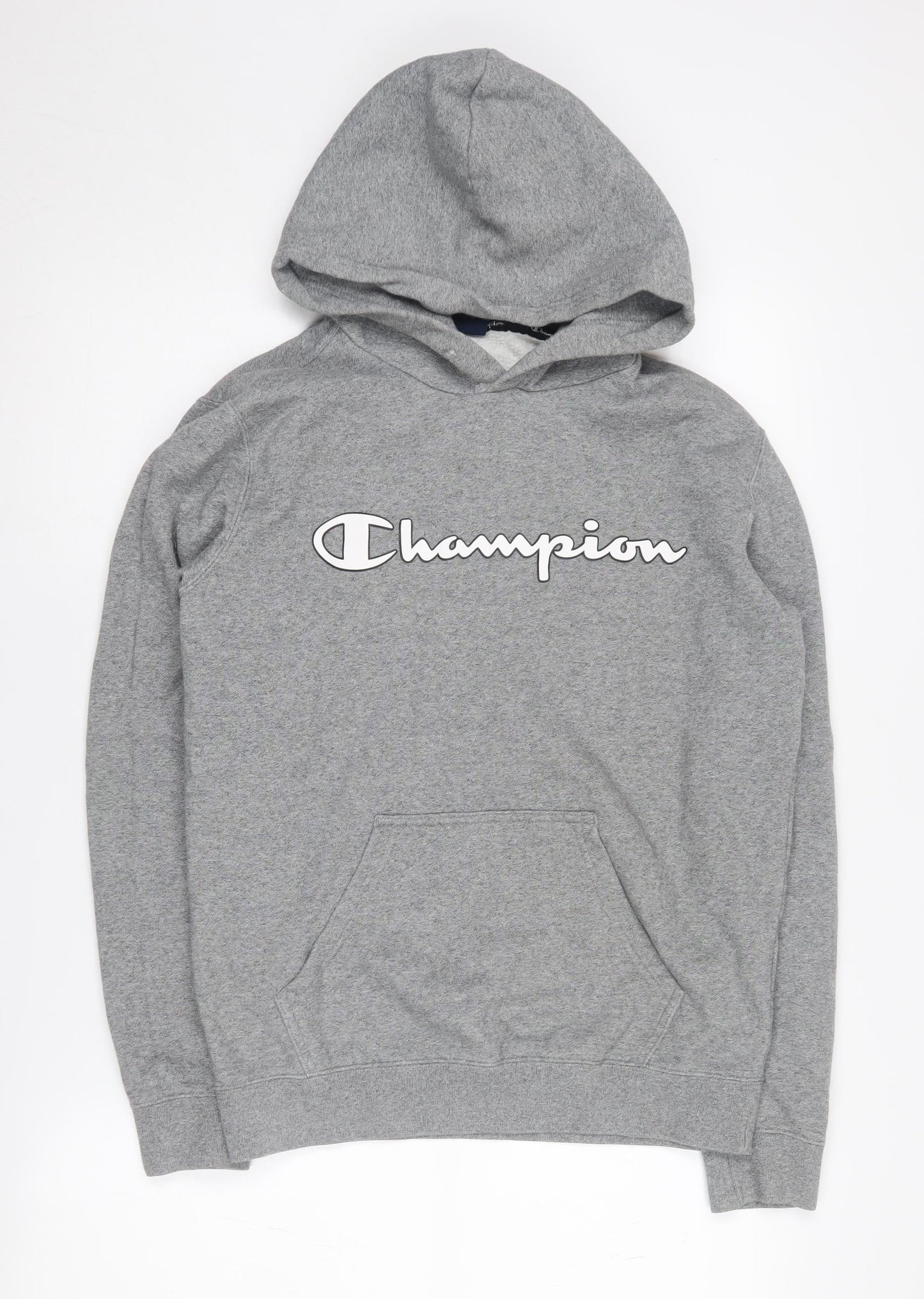 Champion Men's Grey Hoodie S Pullover Logo Design