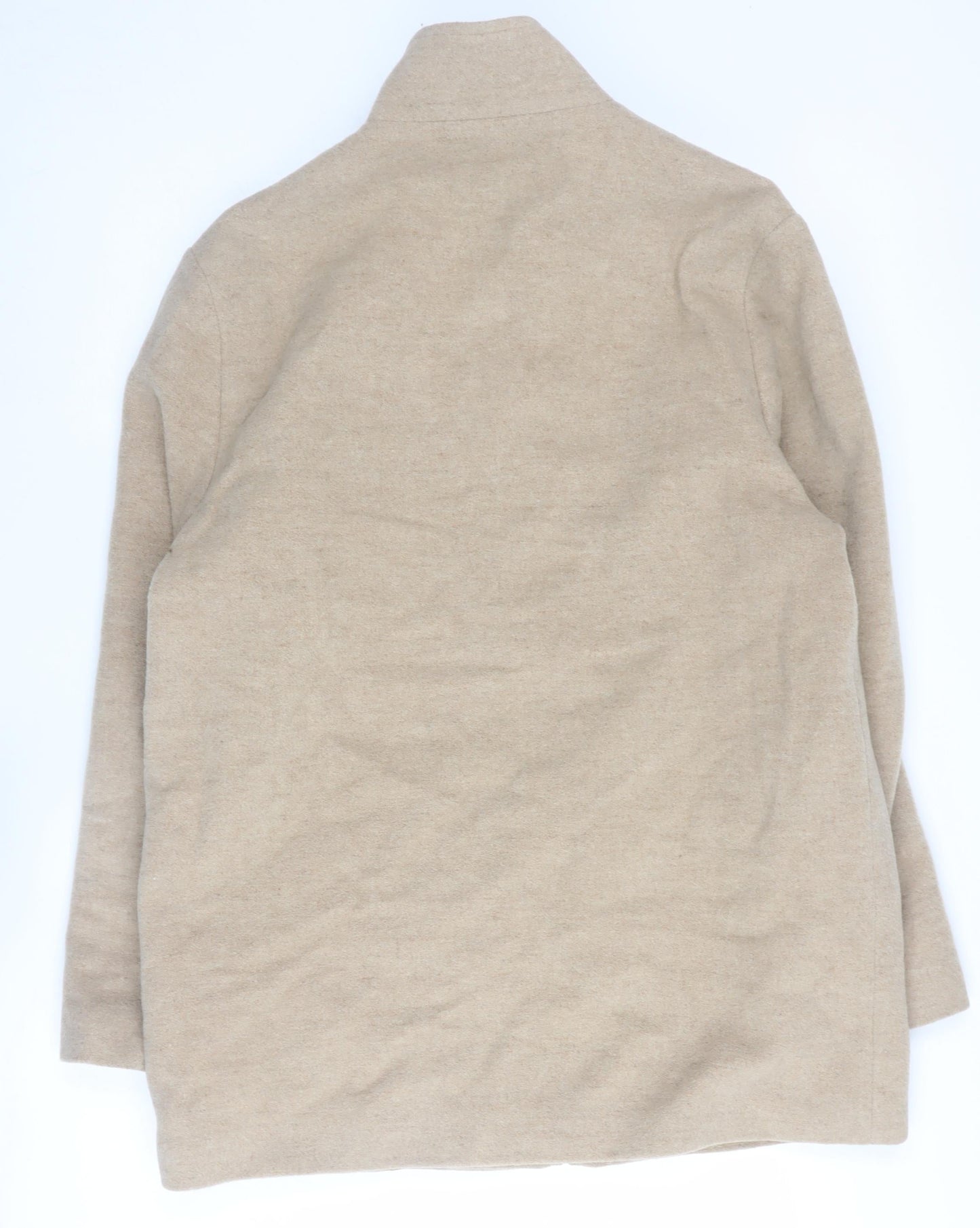 Next Women's Beige Long Wool Blend Coat Size 12