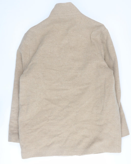 Next Women's Beige Long Wool Blend Coat Size 12