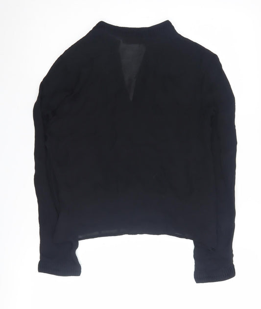 Reiss Women's Black Sequin Blouse, Size 12, V-Neck, Evening Wear
