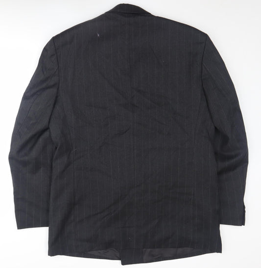 Burtons Men's Black Striped Wool Blazer Jacket 44L